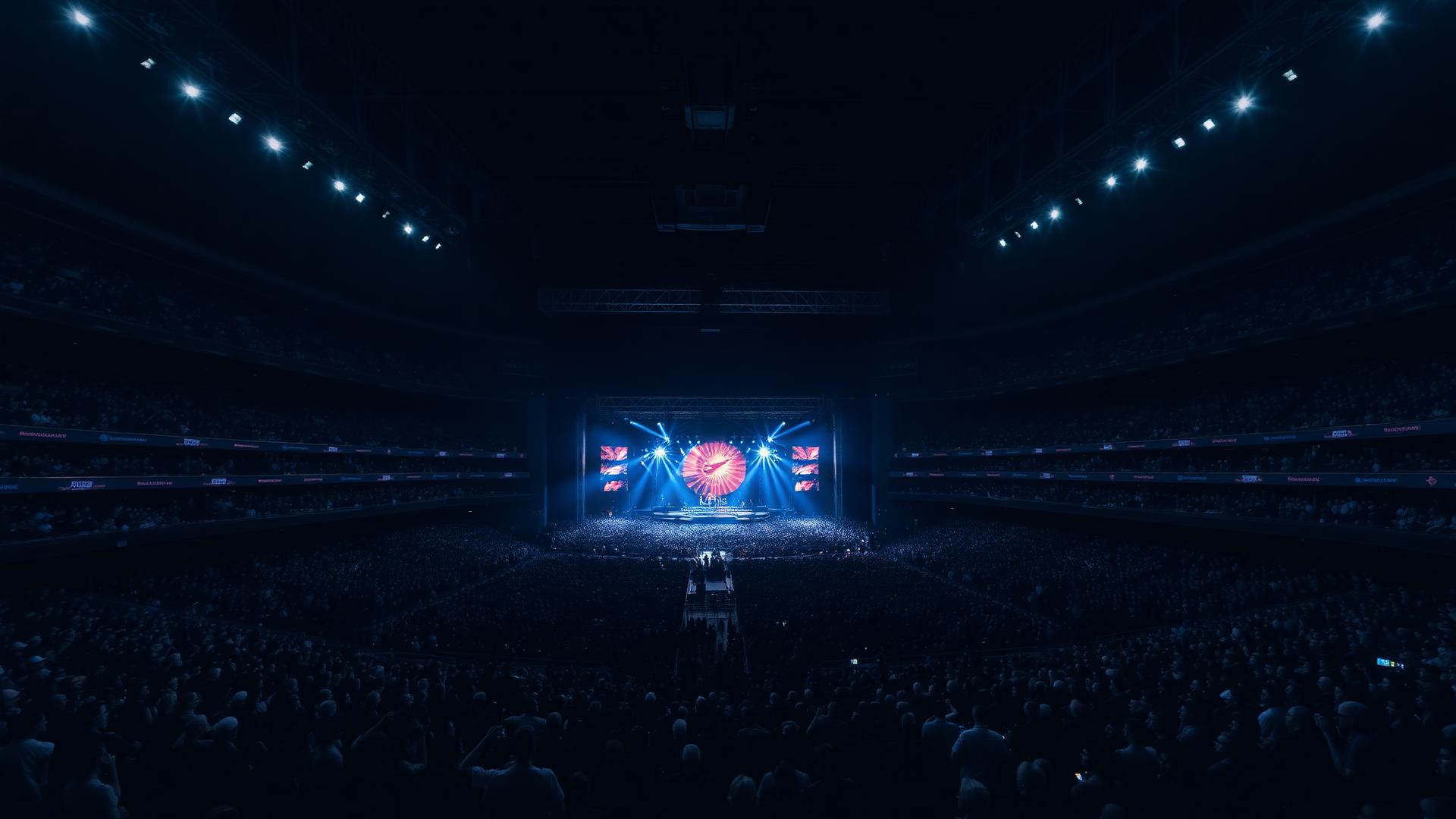 Packed arena during a live concert